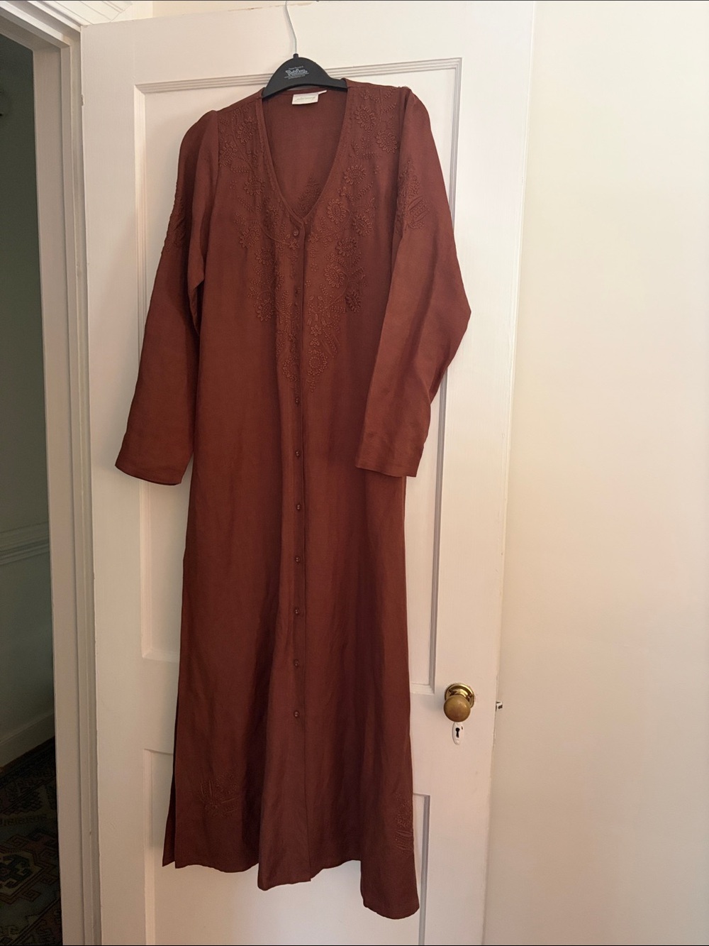 NWOT Julia Amory Chloe Button-Front Long Sleeve Women’s Dress in Rust Brown
